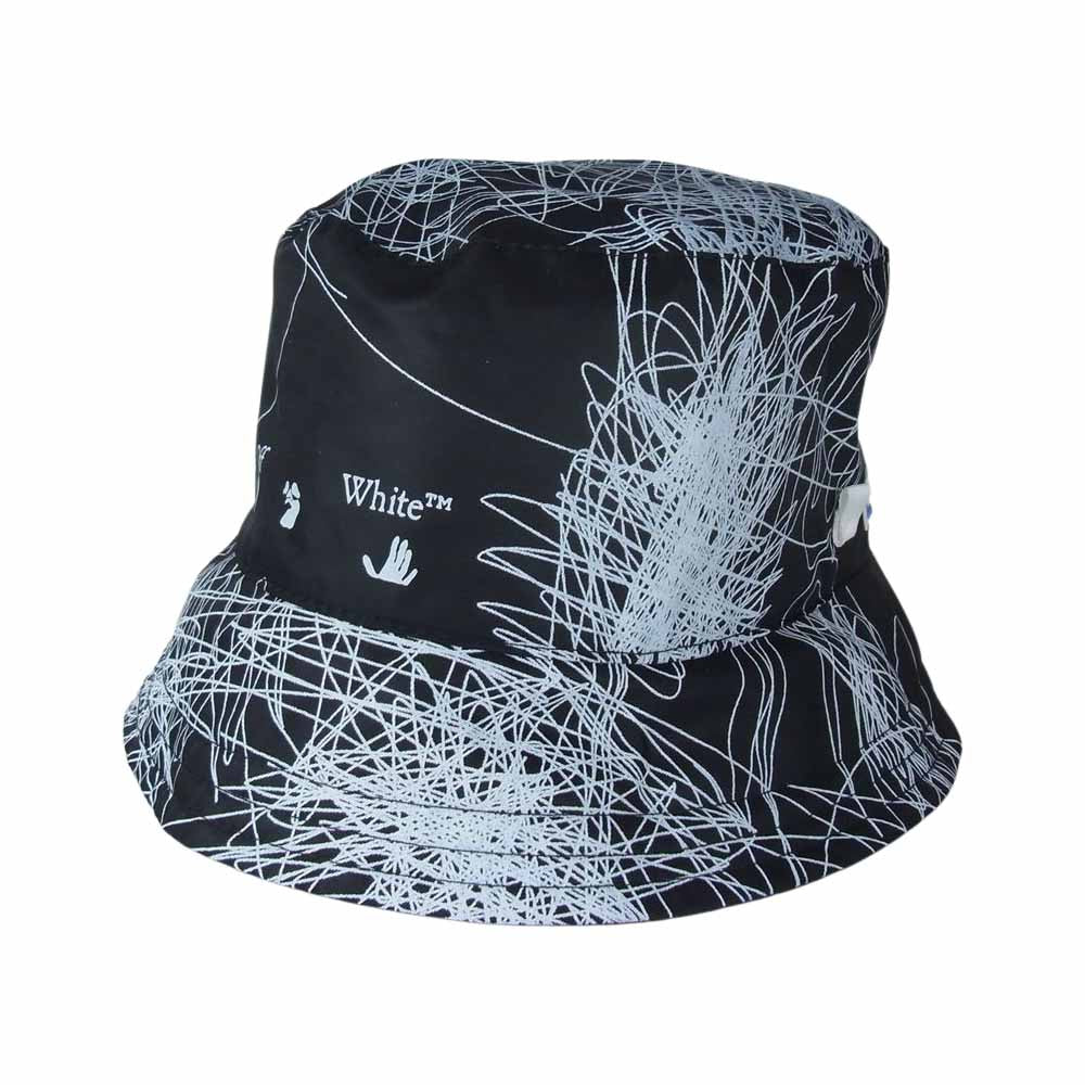 OFF-WHITE オフホワイト BF20CEF047 Reversible リバーシブル ロゴプリント バケットハット ブラック系【美品】【中古】