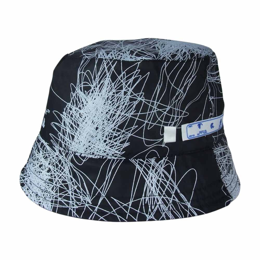 OFF-WHITE オフホワイト BF20CEF047 Reversible リバーシブル ロゴプリント バケットハット ブラック系【美品】【中古】