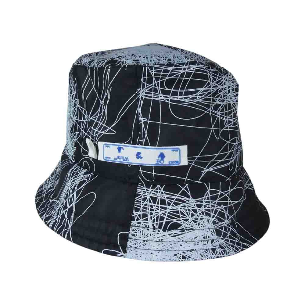 OFF-WHITE オフホワイト BF20CEF047 Reversible リバーシブル ロゴプリント バケットハット ブラック系【美品】【中古】
