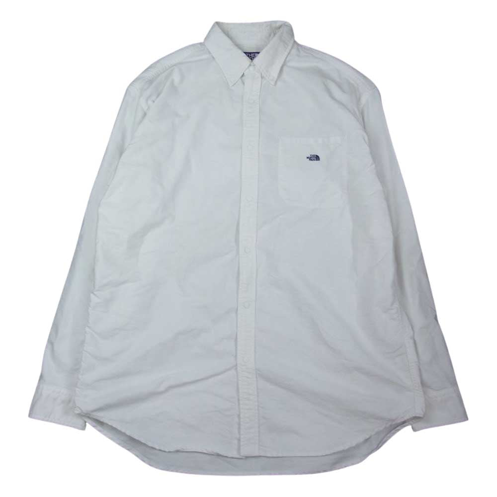 THE NORTH FACE ノースフェイス NT3118N  PURPLE LABEL Cotton Polyester OX B.D. Shirt パープル レーベル コットン ポリエステル オックス ボタン ダウン 長袖 シャツ  ホワイト系 M【中古】