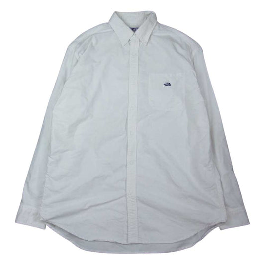 THE NORTH FACE ノースフェイス NT3118N  PURPLE LABEL Cotton Polyester OX B.D. Shirt パープル レーベル コットン ポリエステル オックス ボタン ダウン 長袖 シャツ  ホワイト系 M【中古】