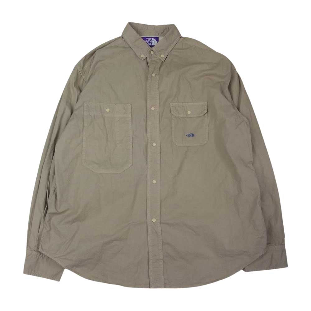 THE NORTH FACE ノースフェイス NT3202N PURPLE LABEL Lightweight Twill B.D. Work Shirt パープル レーベル ライトウェイト ツイル B.D.ワーク 長袖 シャツ ベージュ系 M【中古】