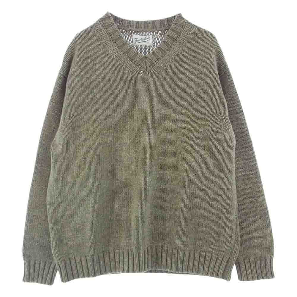 TENDERLOIN テンダーロイン 19AW V-NECK COTTON KNIT コットン ニット オリーブ系 M【中古】
