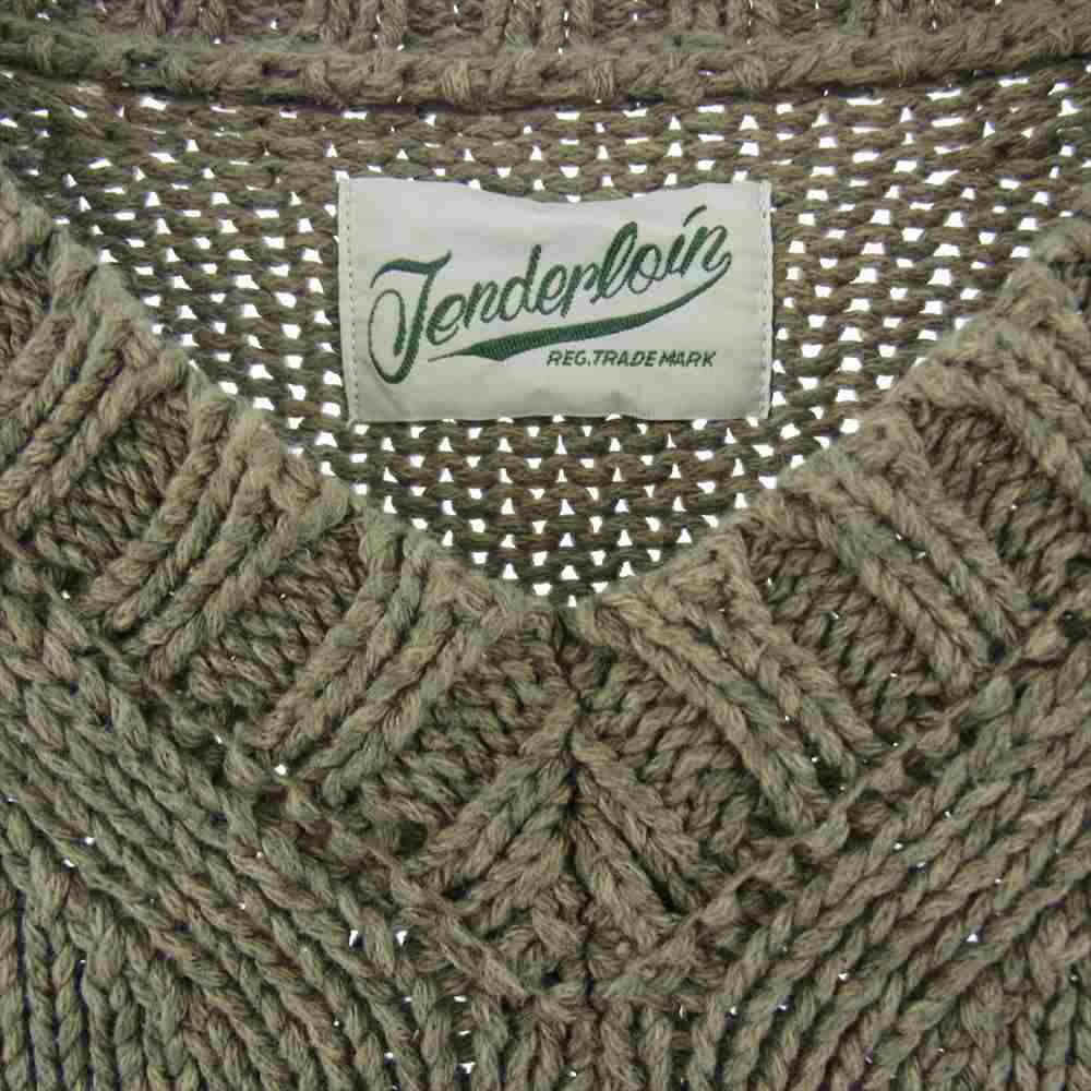 TENDERLOIN テンダーロイン 19AW V-NECK COTTON KNIT コットン ニット オリーブ系 M【中古】