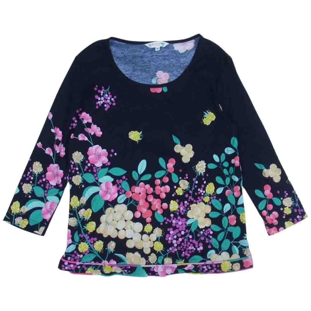 LEONARD レオナール SPORT スポーツ コットン 花柄 フラワープリント Tシャツ カットソー マルチカラー系 ブラック系 38【中古】