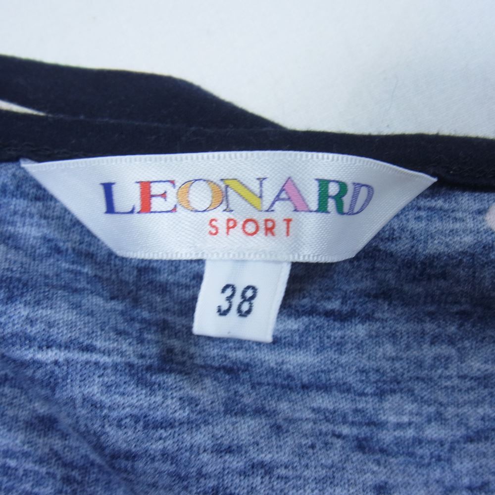 LEONARD レオナール SPORT スポーツ コットン 花柄 フラワープリント Tシャツ カットソー マルチカラー系 ブラック系 38【中古】