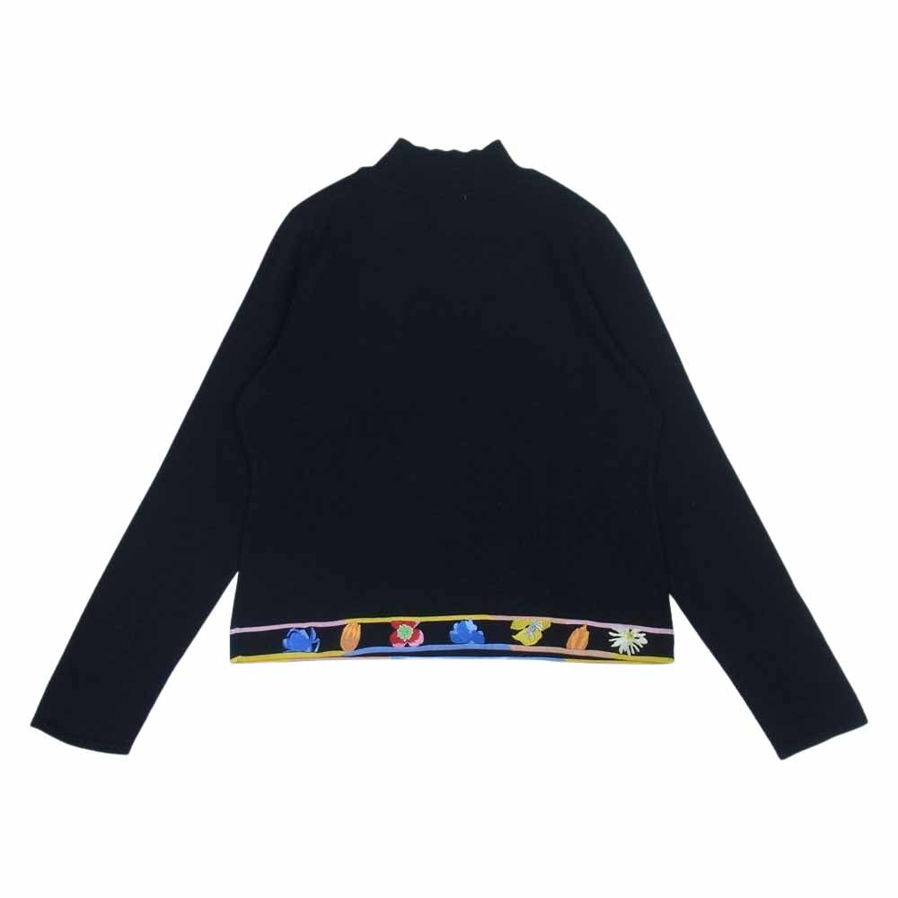 LEONARD レオナール SPORT スポーツ 花柄 フラワー 刺繍 ビジュー カシミヤ混 ニット カットソー ブラック系 40【中古】