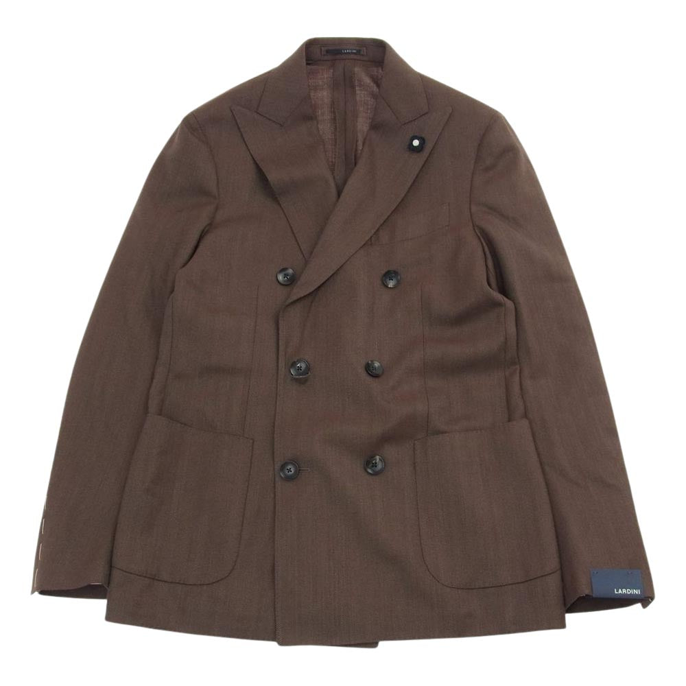 LARDINI ラルディーニ イタリア製 IMC55504 6B ダブルブレスト ウール テーラードジャケット スーツ スラックスパンツ ブラウン系 44【中古】