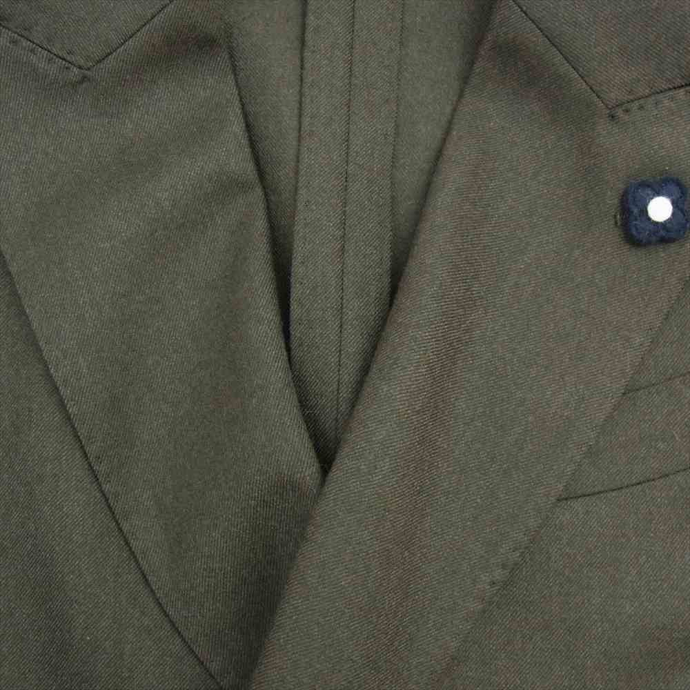 LARDINI ラルディーニ イタリア製 IMA55424 6B ダブルブレスト ウール テーラードジャケット スーツ 2タック スラックスパンツ オリーブ系 44【中古】
