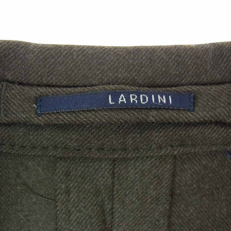 LARDINI ラルディーニ イタリア製 IMA55424 6B ダブルブレスト ウール テーラードジャケット スーツ 2タック スラックスパンツ オリーブ系 44【中古】