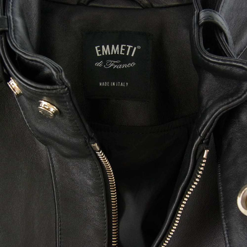 エンメティ イタリア製 VALLICO シングル レザー ライダースジャケット ブラック系 44【中古】