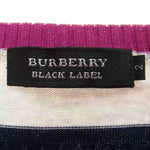 BURBERRY BLACK LABEL バーバリーブラックレーベル D1N73-405-29 国内正規品 胸ロゴ刺繍 ボーダー 長袖 Tシャツ グレー オフホワイト系 ブラック系 2【中古】