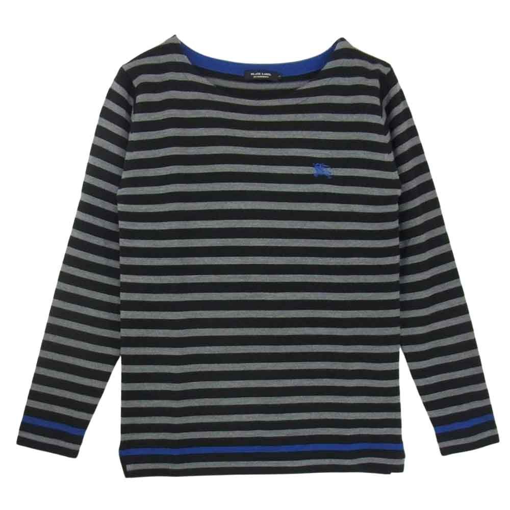 BURBERRY BLACK LABEL バーバリーブラックレーベル D1N08-807-09 国内正規品 ウール ボーダー ニット ブラック ブラック系 グレー系 2【美品】【中古】