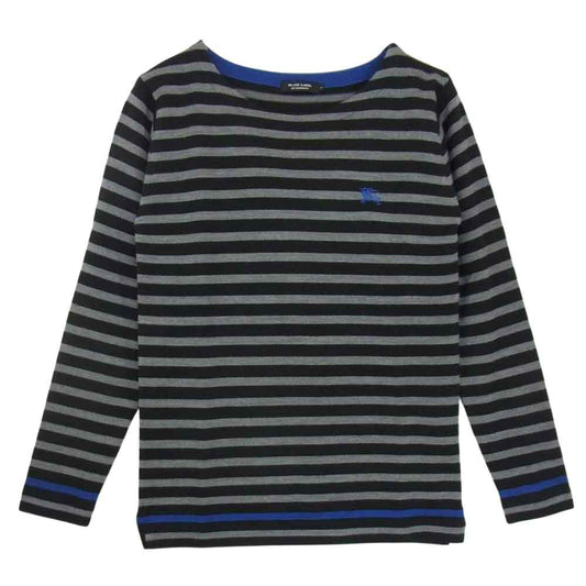 BURBERRY BLACK LABEL バーバリーブラックレーベル D1N08-807-09 国内正規品 ウール ボーダー ニット ブラック ブラック系 グレー系 2【美品】【中古】
