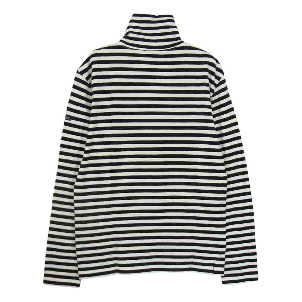 BURBERRY BLACK LABEL バーバリーブラックレーベル BMV23-518-05 国内正規品 胸ロゴ刺繍 長袖 タートルネック ボーダー Tシャツ ブラック系 ホワイト系 2【中古】