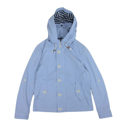 BURBERRY BLACK LABEL バーバリーブラックレーベル D1F09-111-24 国内正規品 シアサッカー ストライプ 裏地ボーダー ジップパーカー ブルー系 M【中古】