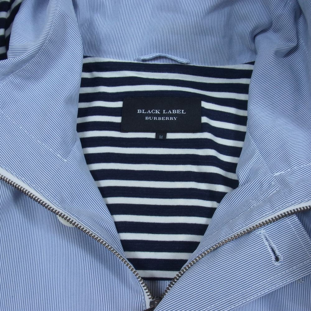 BURBERRY BLACK LABEL バーバリーブラックレーベル D1F09-111-24 国内正規品 シアサッカー ストライプ 裏地ボーダー ジップパーカー ブルー系 M【中古】