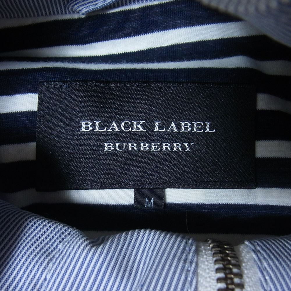 BURBERRY BLACK LABEL バーバリーブラックレーベル D1F09-111-24 国内正規品 シアサッカー ストライプ 裏地ボーダー ジップパーカー ブルー系 M【中古】