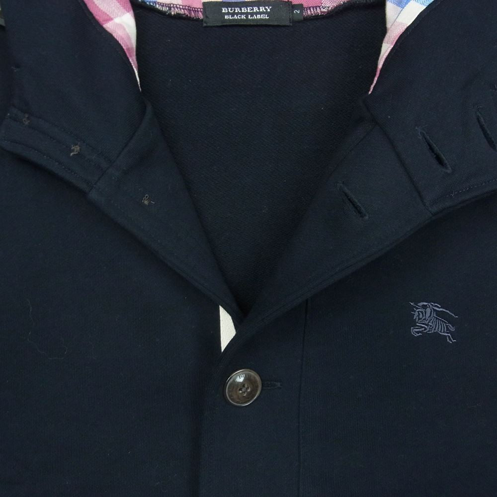 BURBERRY BLACK LABEL バーバリーブラックレーベル D1P20-429-29 国内正規品 胸ホース刺繍 フード付き 裏地チェック ジャケット ダークネイビー系 2【中古】