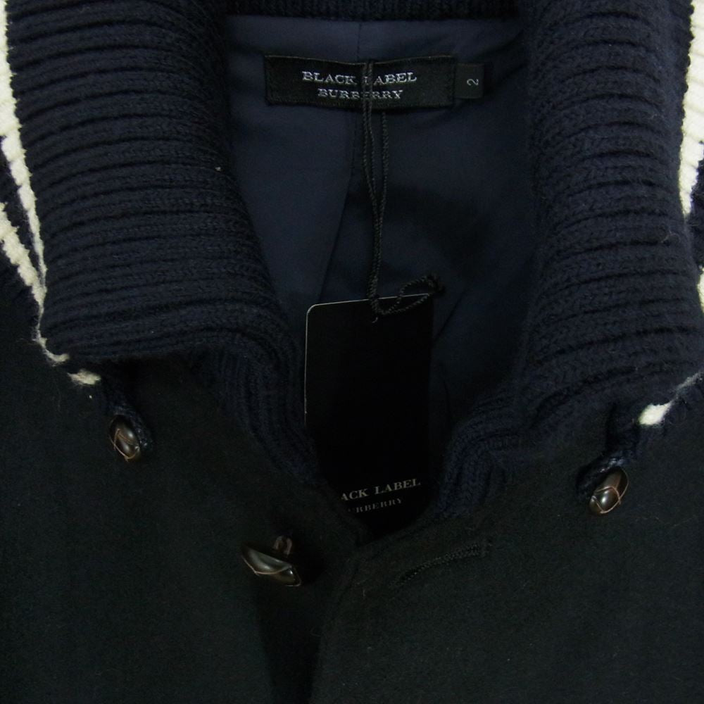 BURBERRY BLACK LABEL バーバリーブラックレーベル D1N06-805-29 国内正規品 ニット切替 ウール スタジャン ネイビー系 2【新古品】【未使用】【中古】