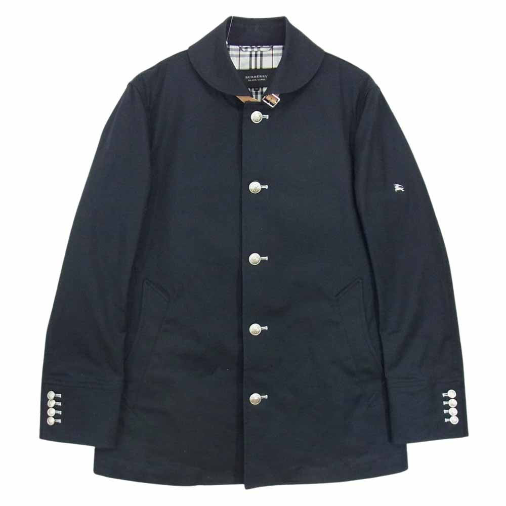 BURBERRY BLACK LABEL バーバリーブラックレーベル BMP53-805-29 国内正規品 銀釦 コットン チンストラップ コート ネイビー系 M【中古】
