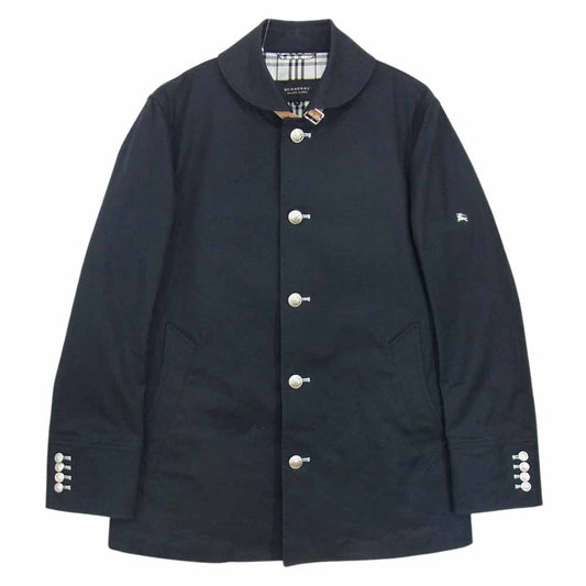 BURBERRY BLACK LABEL バーバリーブラックレーベル BMP53-805-29 国内正規品 銀釦 コットン チンストラップ コート ネイビー系 M【中古】