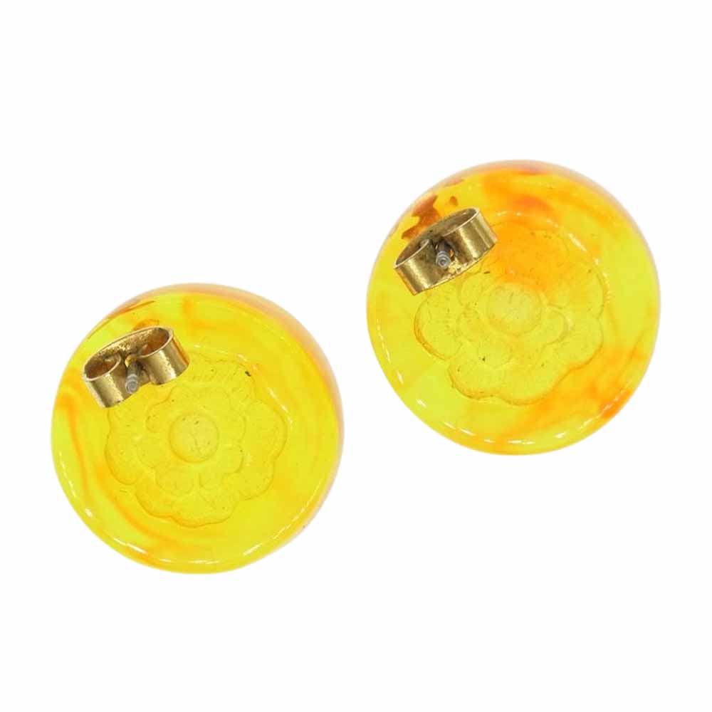 CHANEL シャネル ピアス カメリア ココマーク ピアス オレンジ系【中古】