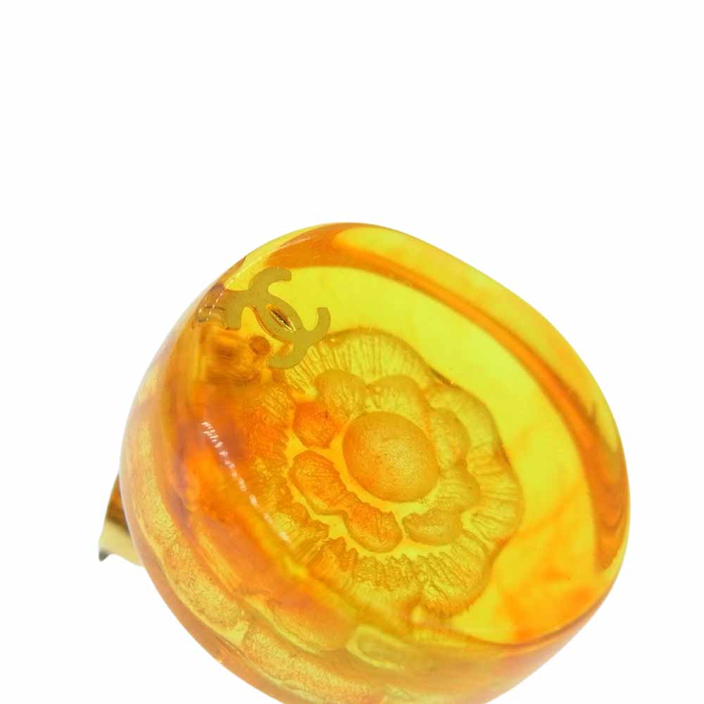 CHANEL シャネル ピアス カメリア ココマーク ピアス オレンジ系【中古】