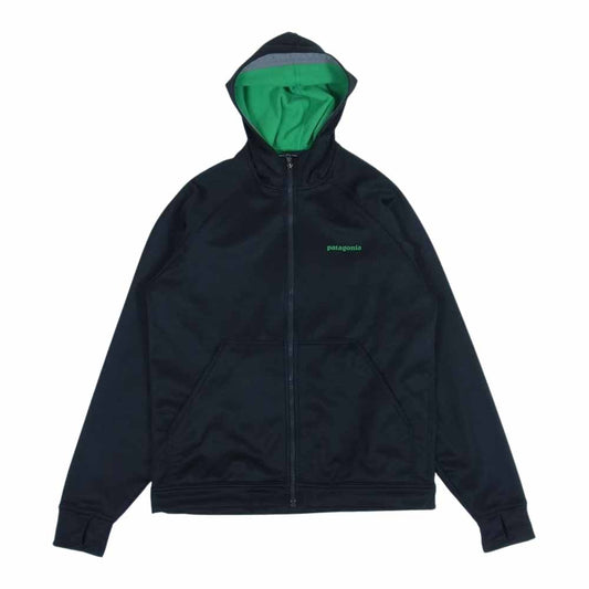 patagonia パタゴニア 12AW 29831 12年製 Slopestyle Fullzip Hoody スロープスタイル フルジップ フーディ ストレッチ フリース ジャケット ブラック系 グリーン系 S【中古】