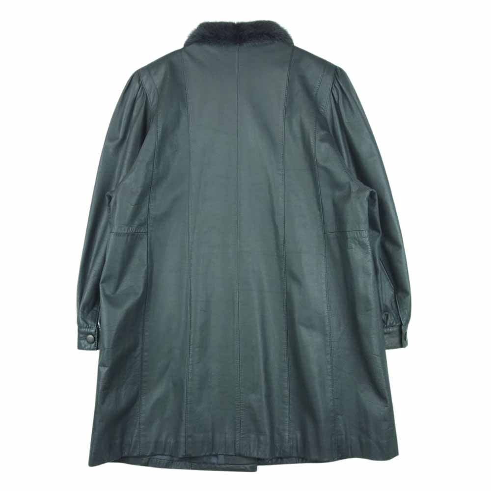 ラナップ 8463 カウナッパ 襟ファー レザー コート 日本製 グレー系 F【中古】