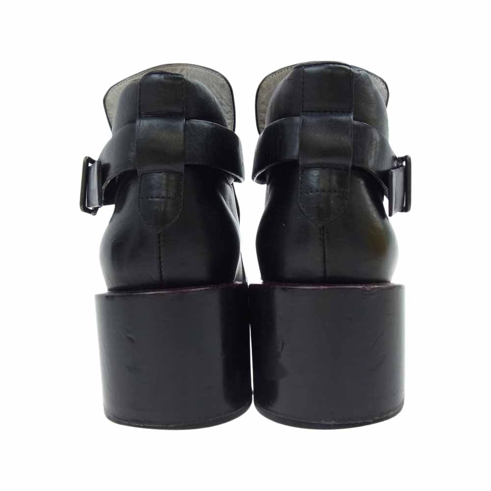 JIL SANDER ジルサンダー イタリア製 レザー ベルトストラップ ヒール ショートブーツ ブラック系 35 1/2【中古】