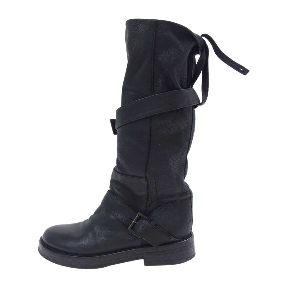 ANN DEMEULEMEESTER アンドゥムルメステール 125-2806 イタリア製 レザー ベルトストラップ ロングブーツ  ブラック系 36【中古】