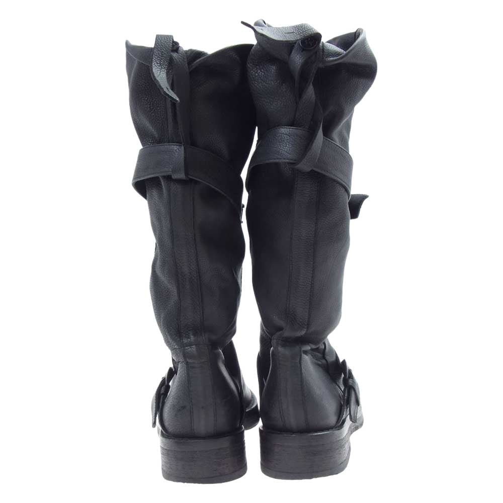 ANN DEMEULEMEESTER アンドゥムルメステール 125-2806 イタリア製 レザー ベルトストラップ ロングブーツ  ブラック系 36【中古】