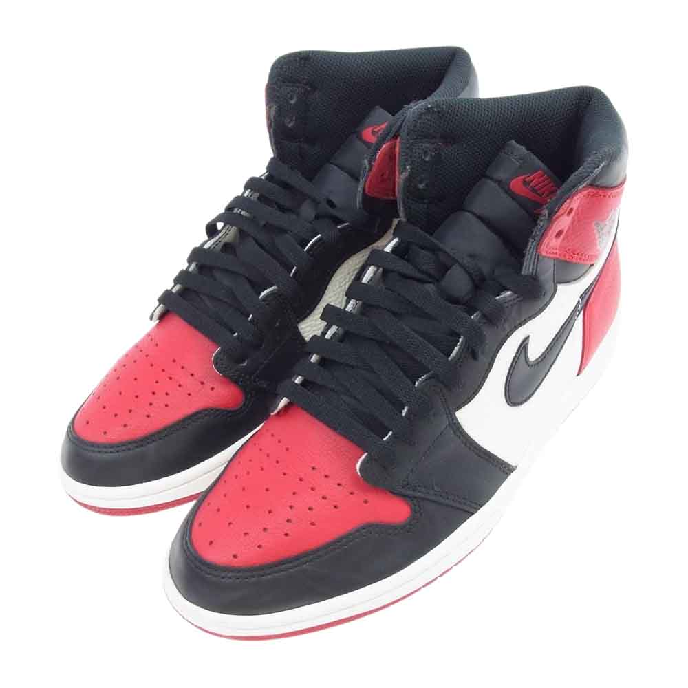 NIKE ナイキ 555088-610 AIR JORDAN 1 RETRO HIGH OG BRED TOE エアジョーダン レトロ ハイ ブレッド トゥ レッド系 ブラック系 ホワイト系 27cm【中古】