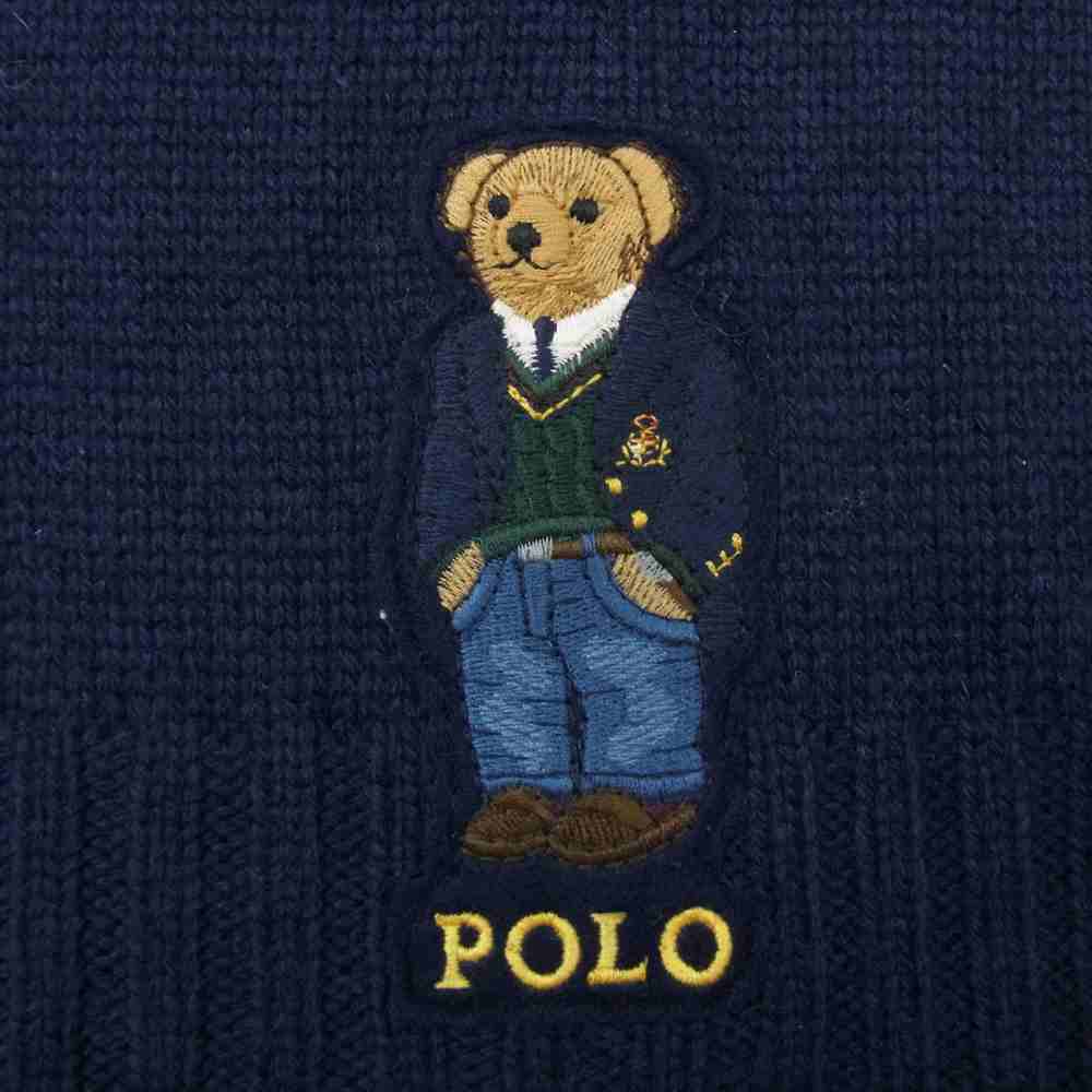 RALPH LAUREN ラルフローレン ポロベア ウール マフラー ネイビー系 O/S【新古品】【未使用】【中古】