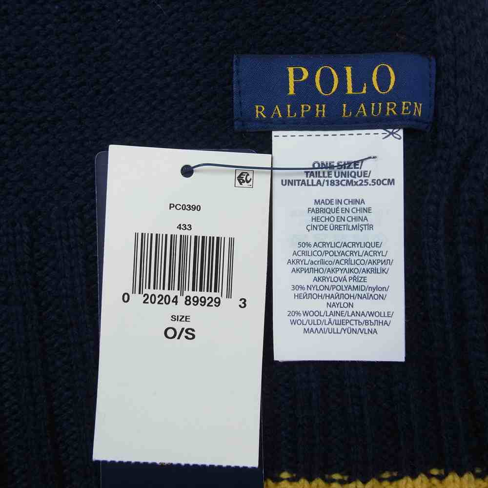 RALPH LAUREN ラルフローレン ポロベア ウール マフラー ネイビー系 O/S【新古品】【未使用】【中古】