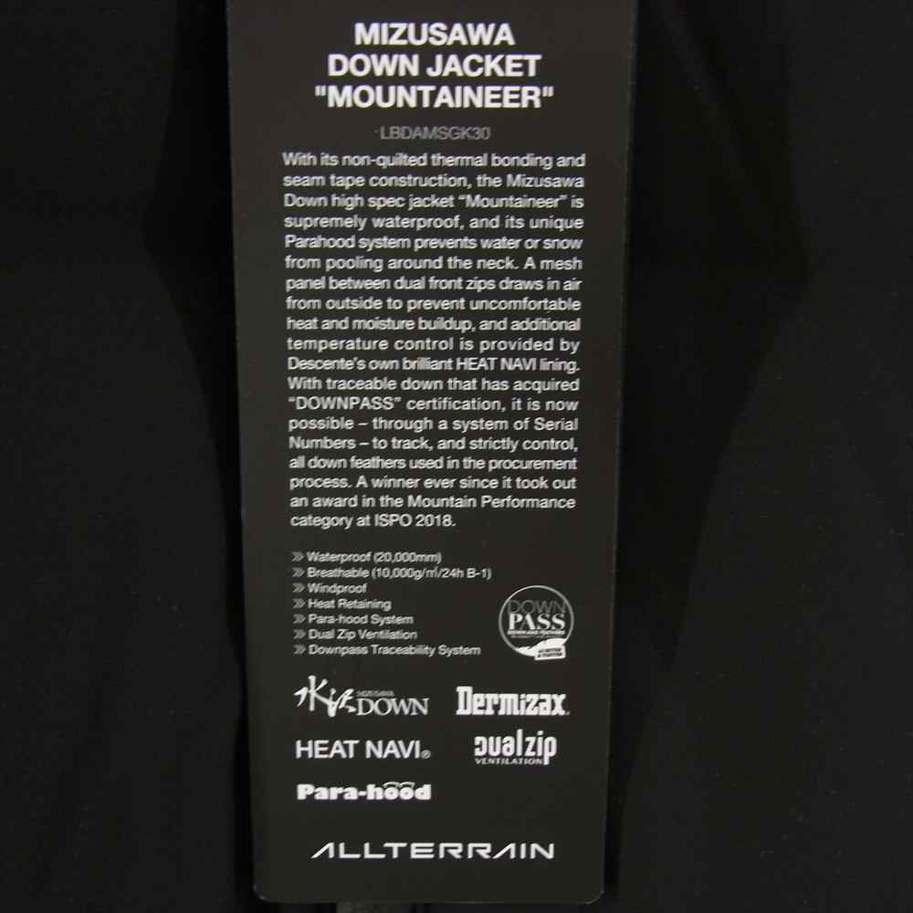 DESCENTE デサント DAMUGK30UX MIZUSAWA DOWN MOUNTAINEER JACKET 水沢 ダウン マウンテニア ジャケット ブラック系 M【新古品】【未使用】【中古】