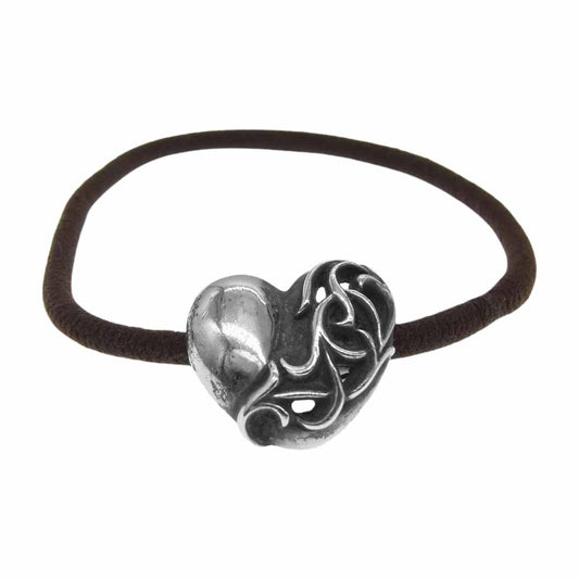 CHROME HEARTS クロムハーツ（原本無） HAIRBAND ハート ボタン ヘアゴム コンチョ シルバー系【中古】