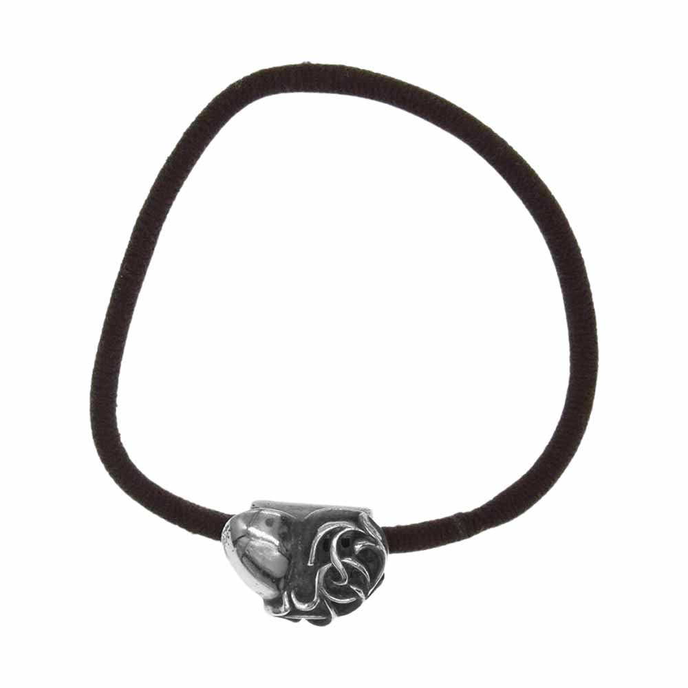 CHROME HEARTS クロムハーツ（原本無） HAIRBAND ハート ボタン ヘアゴム コンチョ シルバー系【中古】