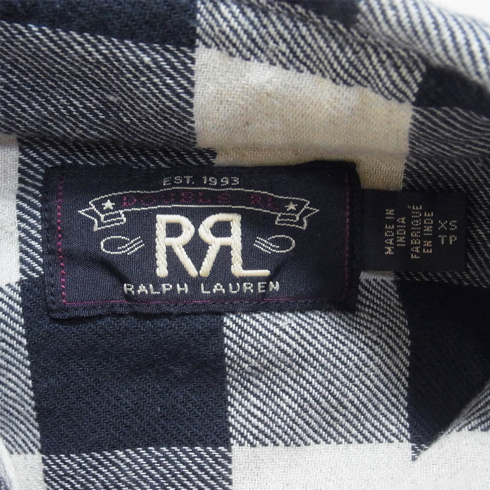 RRL ダブルアールエル ブロックチェック ネルシャツ マチ ブラック系 ホワイト系 XS【中古】