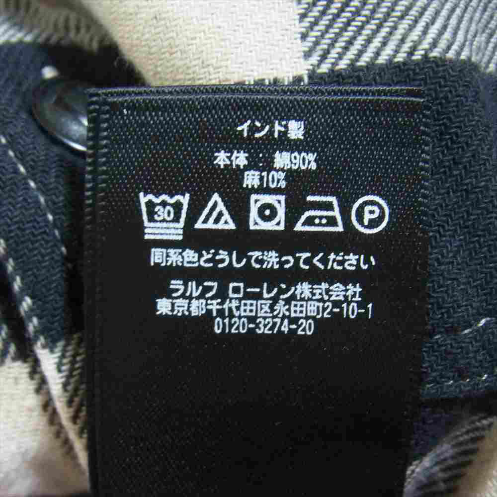 RRL ダブルアールエル ブロックチェック ネルシャツ マチ ブラック系 ホワイト系 XS【中古】