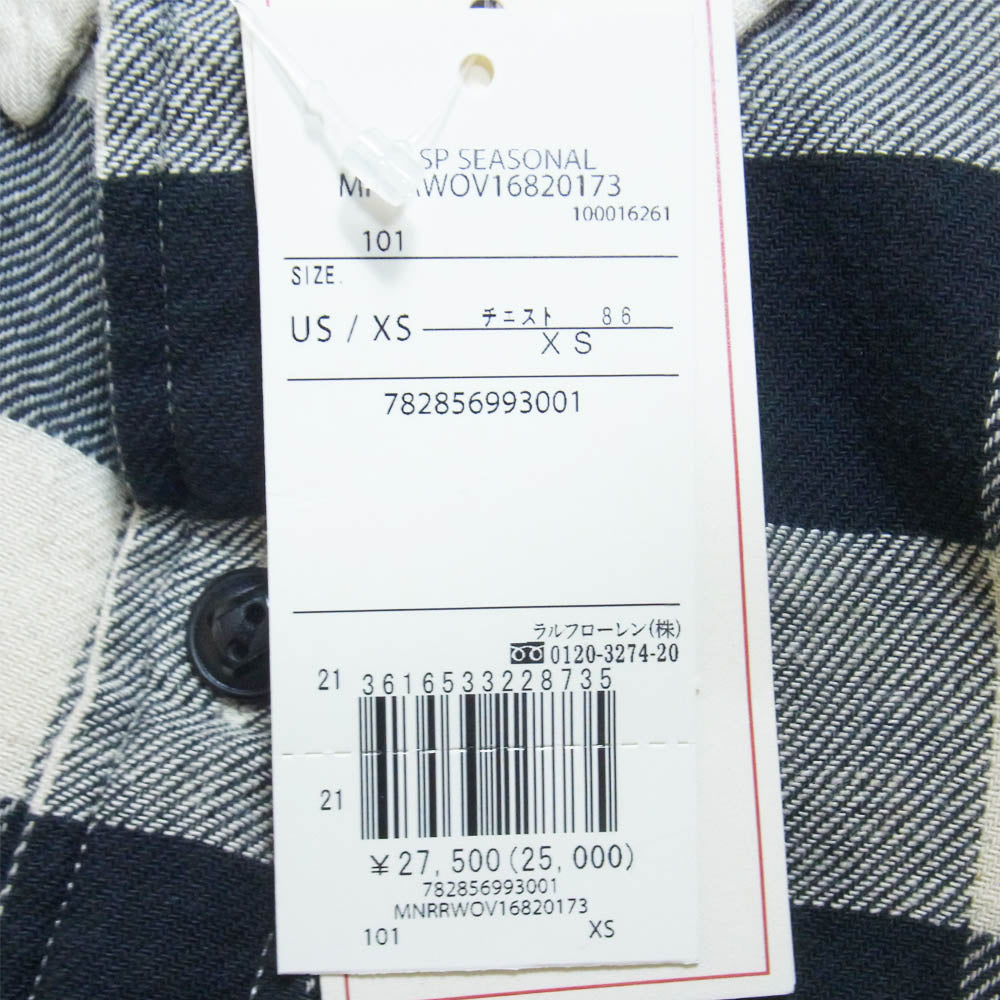 RRL ダブルアールエル ブロックチェック ネルシャツ マチ ブラック系 ホワイト系 XS【中古】