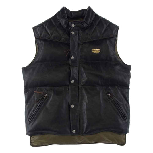 TOY'S McCOY トイズマッコイ TMJ1442  BECK Northeaster ベック ホース ハイド レザー ダウン ベスト ブラック系 42【中古】