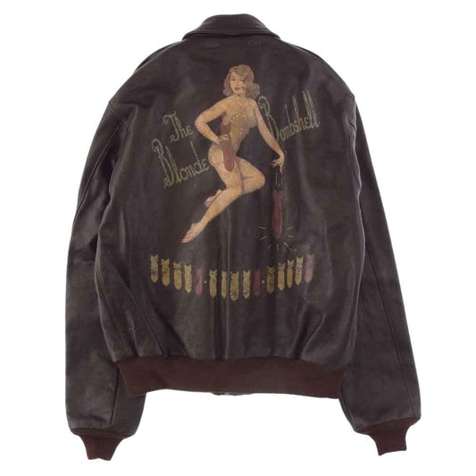 TOY'S McCOY トイズマッコイ TMJ 1214 A-2 ROUGH WEAR ラフウェア ホースハイド 実名復刻 THE BLONDE BOMBSHELL ブロンドボムシェル ブラウン系 44【極上美品】【中古】