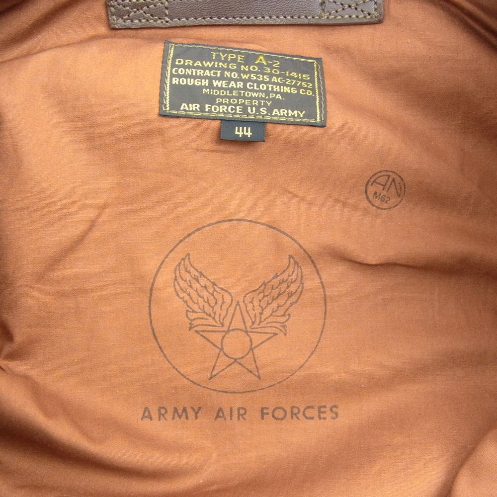 TOY'S McCOY トイズマッコイ TMJ 1214 A-2 ROUGH WEAR ラフウェア ホースハイド 実名復刻 THE BLONDE BOMBSHELL ブロンドボムシェル ブラウン系 44【極上美品】【中古】