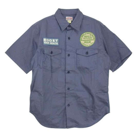 The REAL McCOY'S ザリアルマッコイズ 8HU joe mccoy ジョー マッコイ ワーク 半袖 シャツ チャコール系 14【中古】