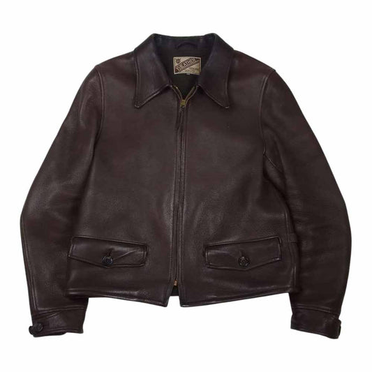 ワイツーレザー ディアスキン シングル フルジップ ライダース スポーツ ジャケット ブラウン系 38【中古】