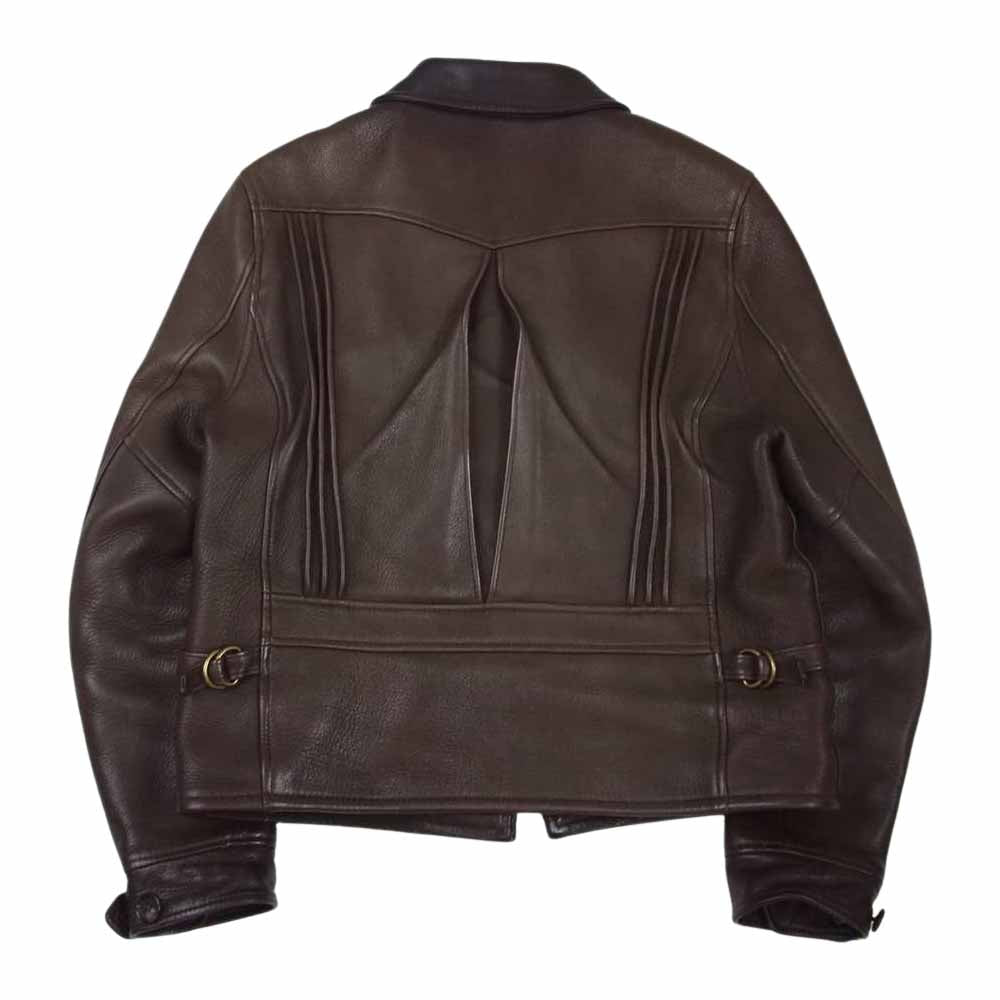 ワイツーレザー ディアスキン シングル フルジップ ライダース スポーツ ジャケット ブラウン系 38【中古】
