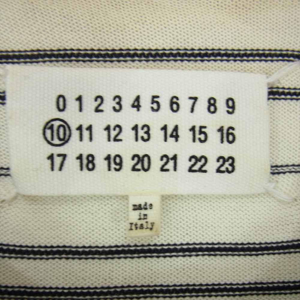 MAISON MARGIELA メゾンマルジェラ 15SS  10ライン レザー エルボーパッチ マルチボーダー コットン ニット ブラック系 ホワイト系 M【中古】