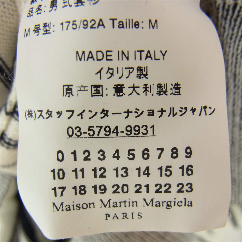 MAISON MARGIELA メゾンマルジェラ 15SS  10ライン レザー エルボーパッチ マルチボーダー コットン ニット ブラック系 ホワイト系 M【中古】